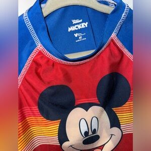 MICKEY MOUSE RASH GUARD Boys 4 4T Swim Sun Shirt Disney Junior Long Sleeve EUC